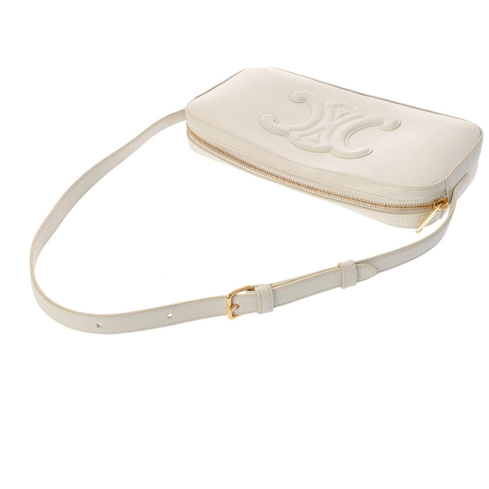 Celine White Cuile Leather Shoulder Bag Triomphe White - Picture 3 of 9